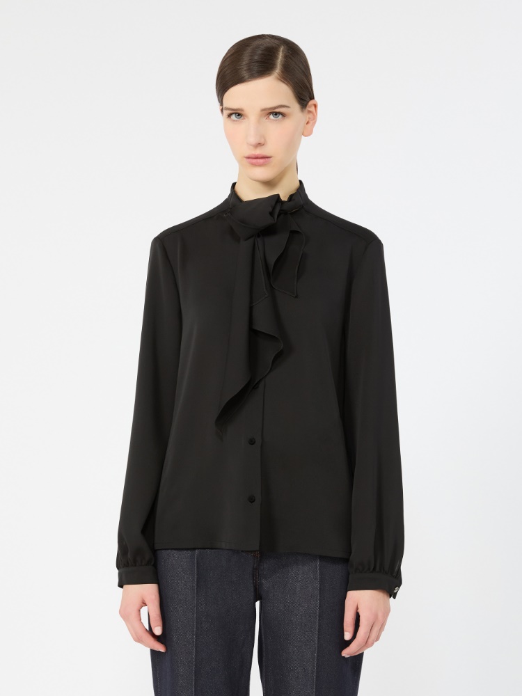Ruffled silk charmeuse shirt - BLACK - Max Mara - 2