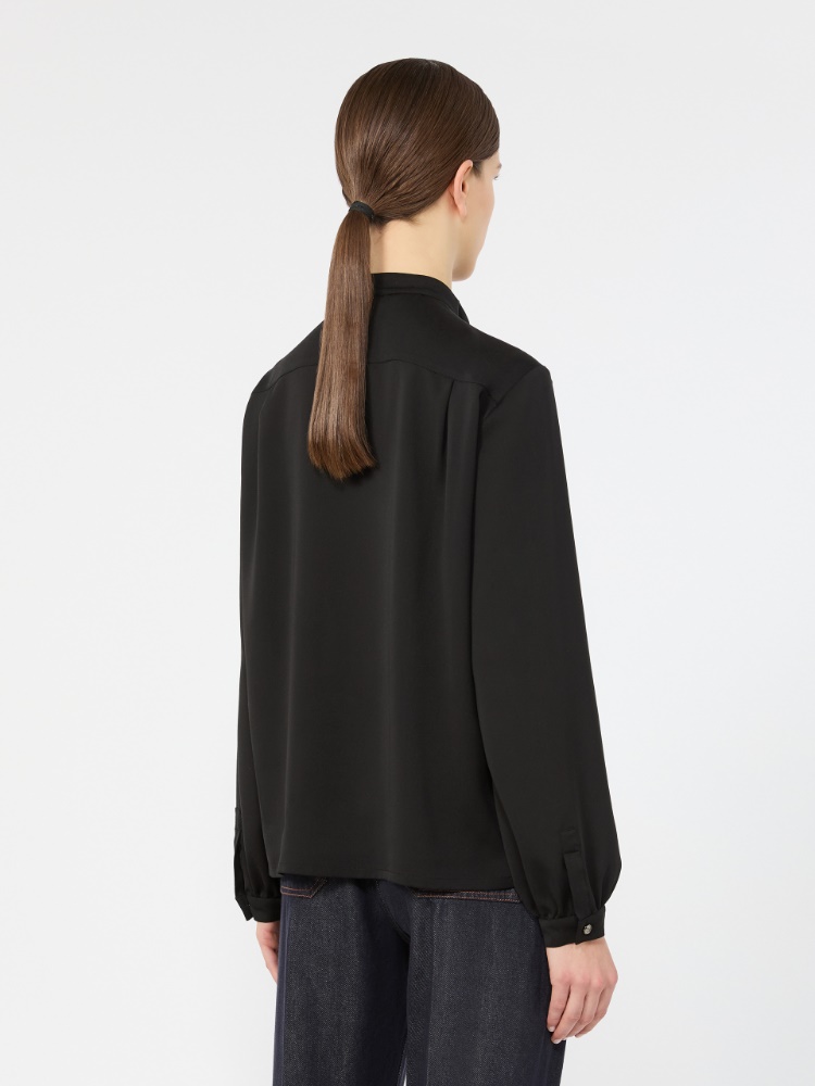 Ruffled silk charmeuse shirt - BLACK - Max Mara - 3