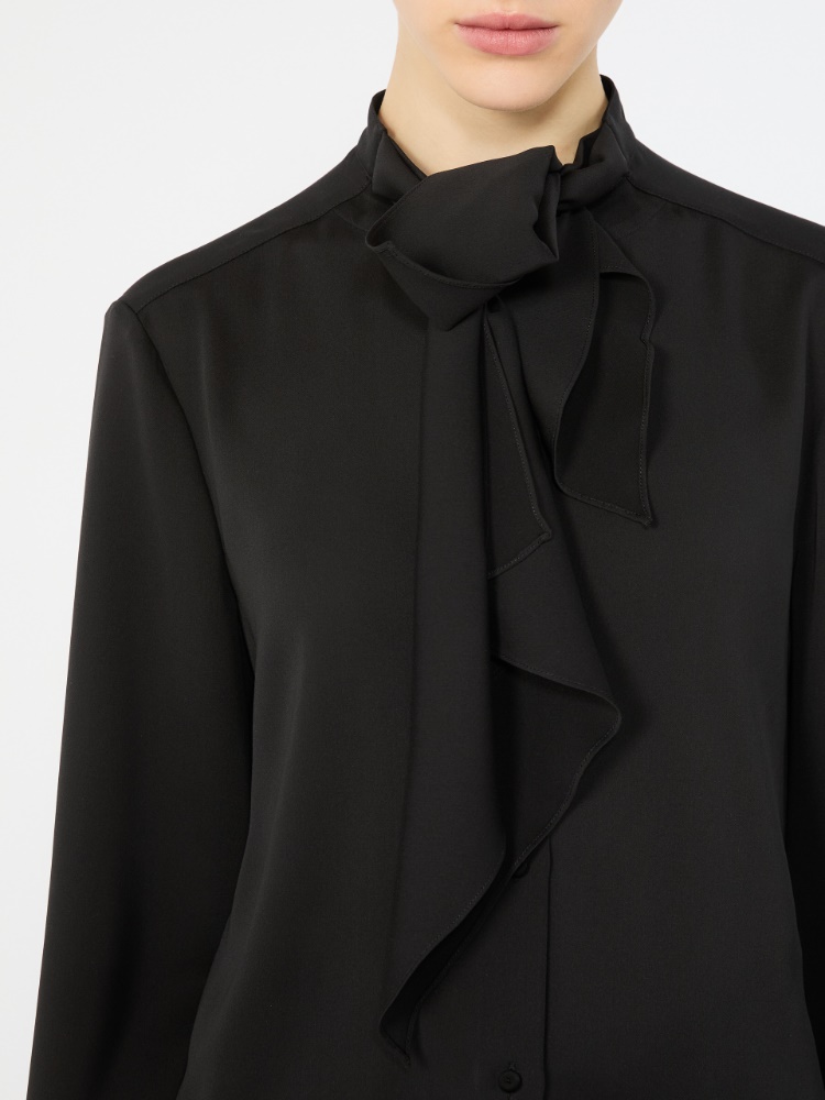 Ruffled silk charmeuse shirt - BLACK - Max Mara - 4
