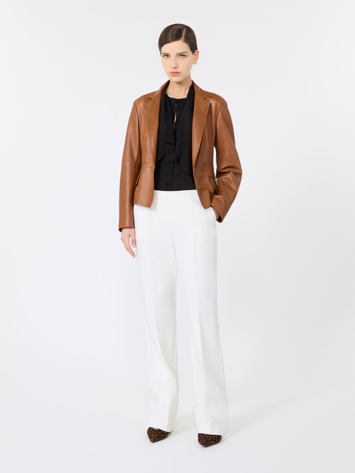 Ruffled silk charmeuse shirt + BLACK - Max Mara