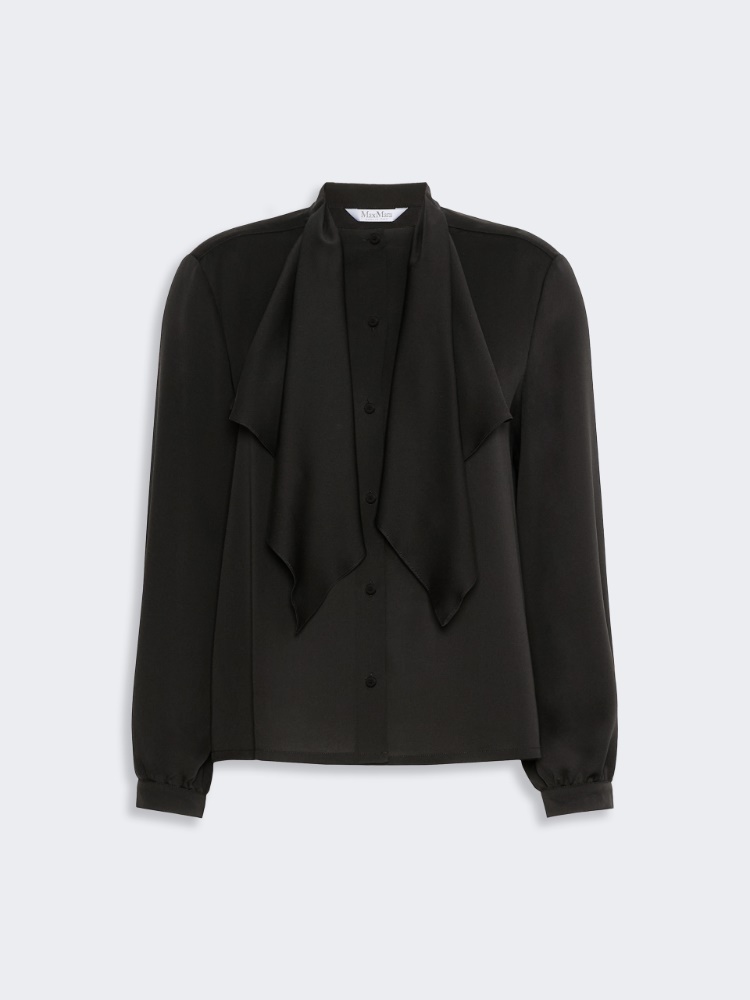 Ruffled silk charmeuse shirt - BLACK