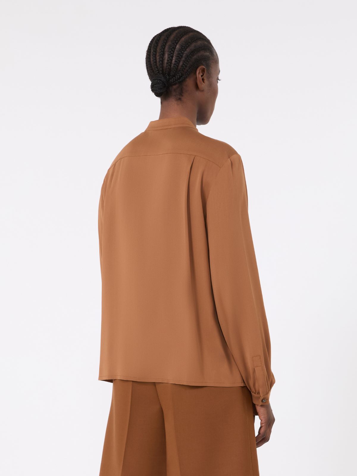 Ruffled silk charmeuse shirt - TOBACCO - Max Mara - 3