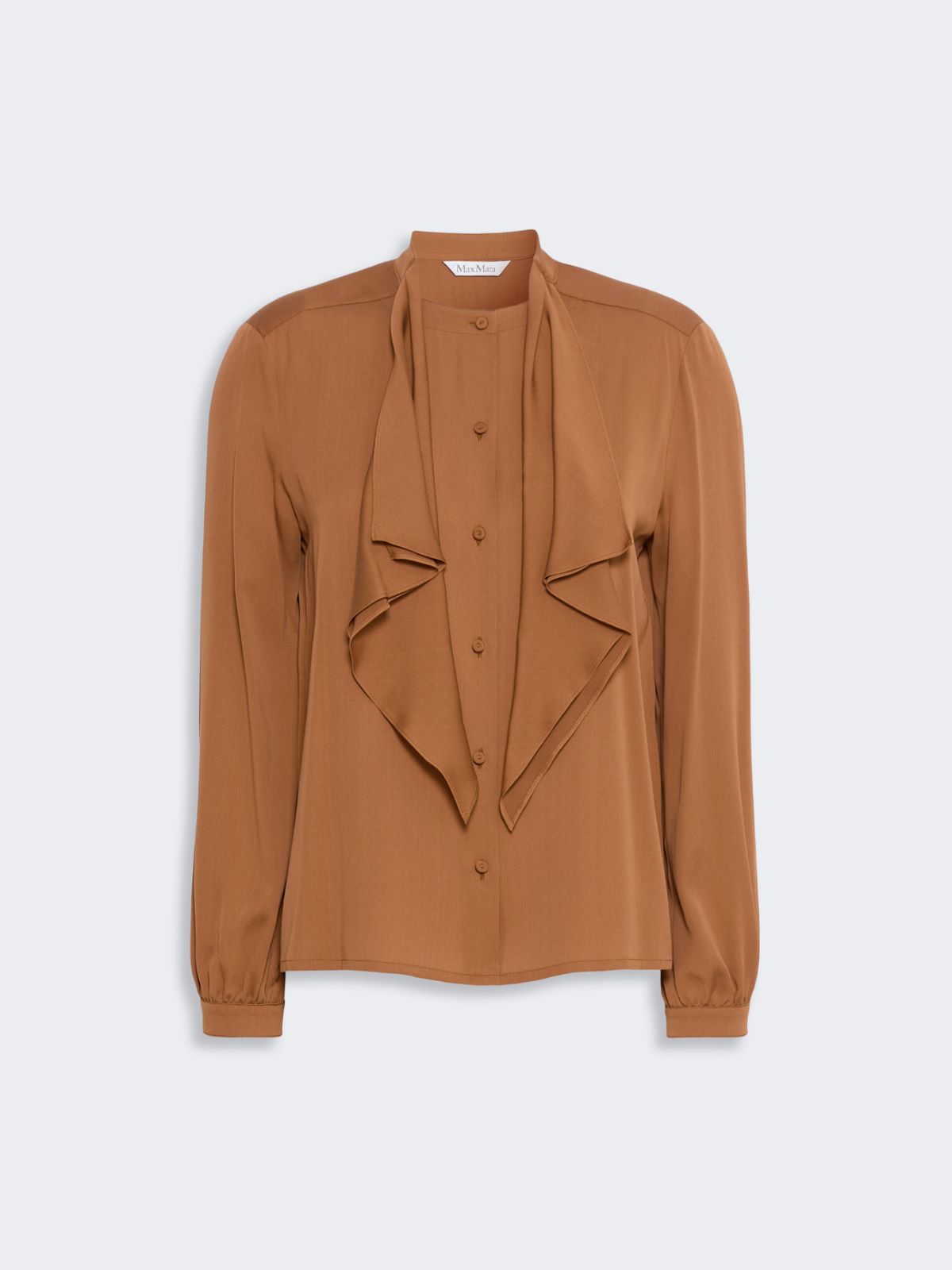 Ruffled silk charmeuse shirt - TOBACCO - Max Mara - 5