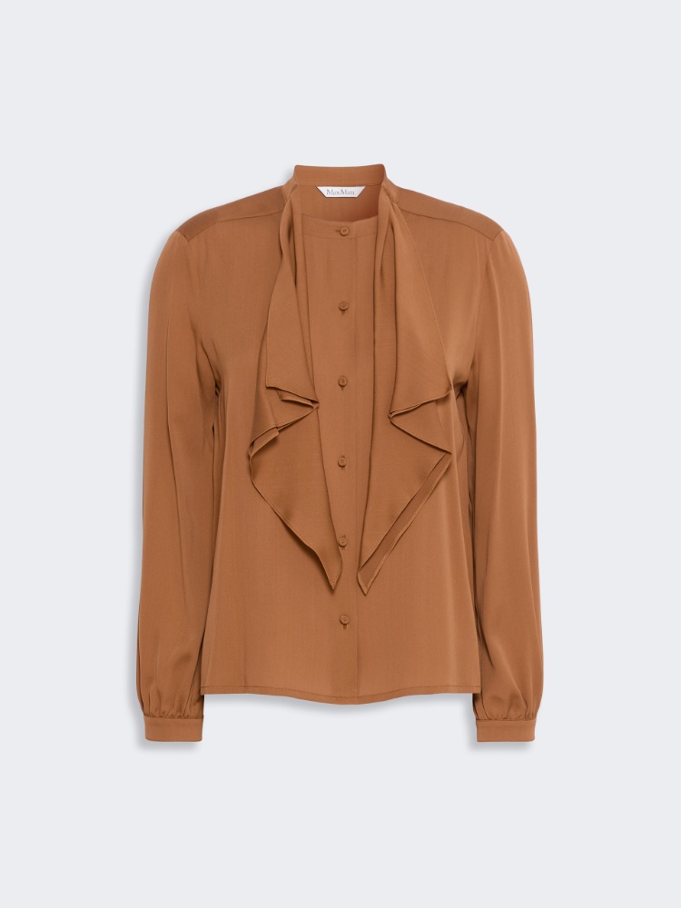 Ruffled silk charmeuse shirt - TOBACCO - Max Mara - 5