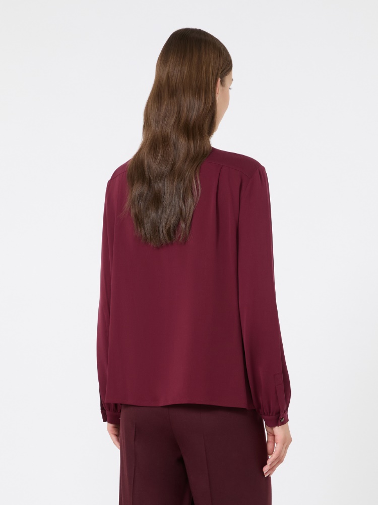 Ruffled silk charmeuse shirt - WINE-COLOURED - Max Mara - 3