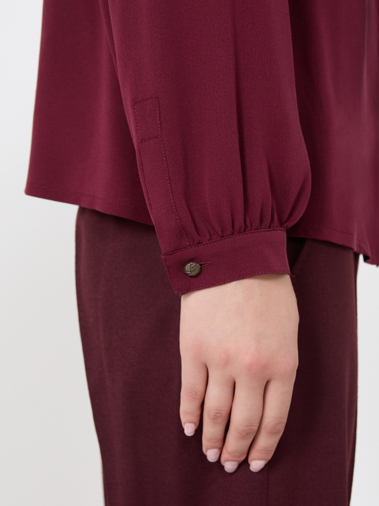 Ruffled silk charmeuse shirt - WINE-COLOURED - Max Mara - 4
