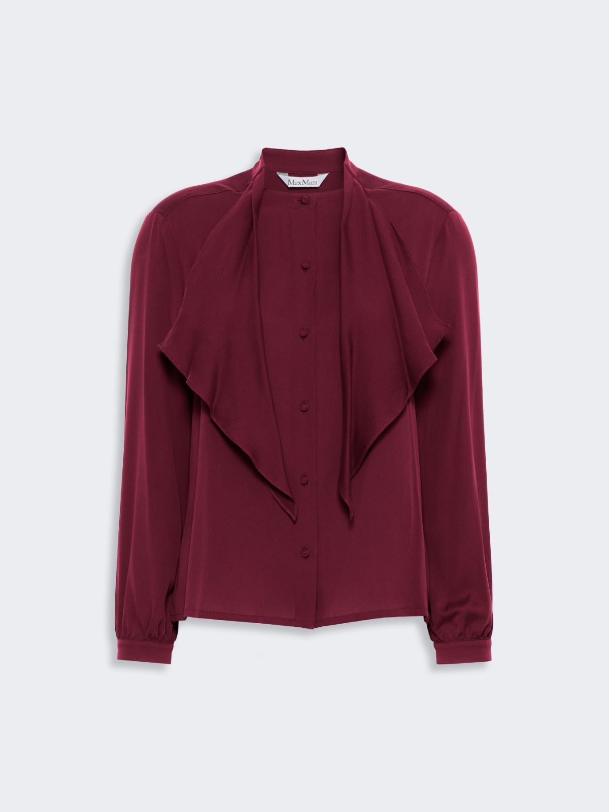 Ruffled silk charmeuse shirt - WINE-COLOURED - Max Mara - 6
