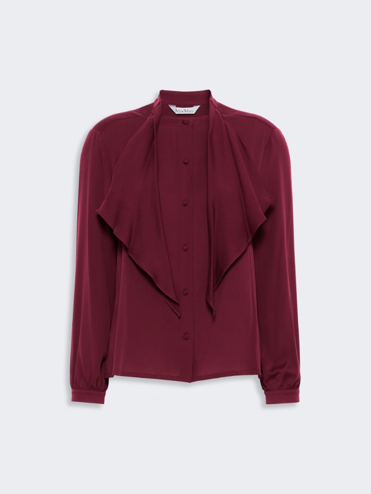 Ruffled silk charmeuse shirt - WINE-COLOURED