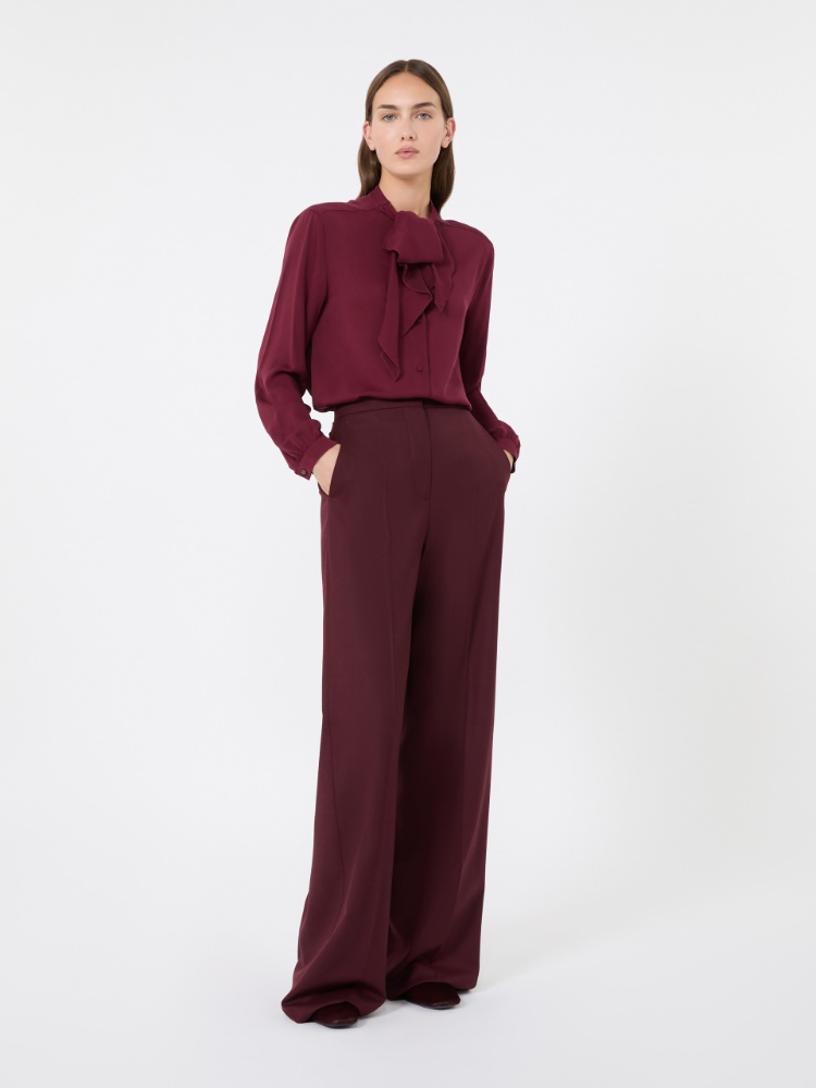 Ruffled silk charmeuse shirt - WINE-COLOURED - Max Mara
