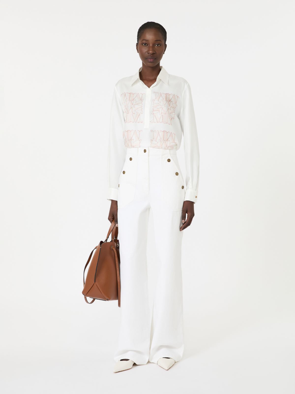 Silk print shirt - POWDER