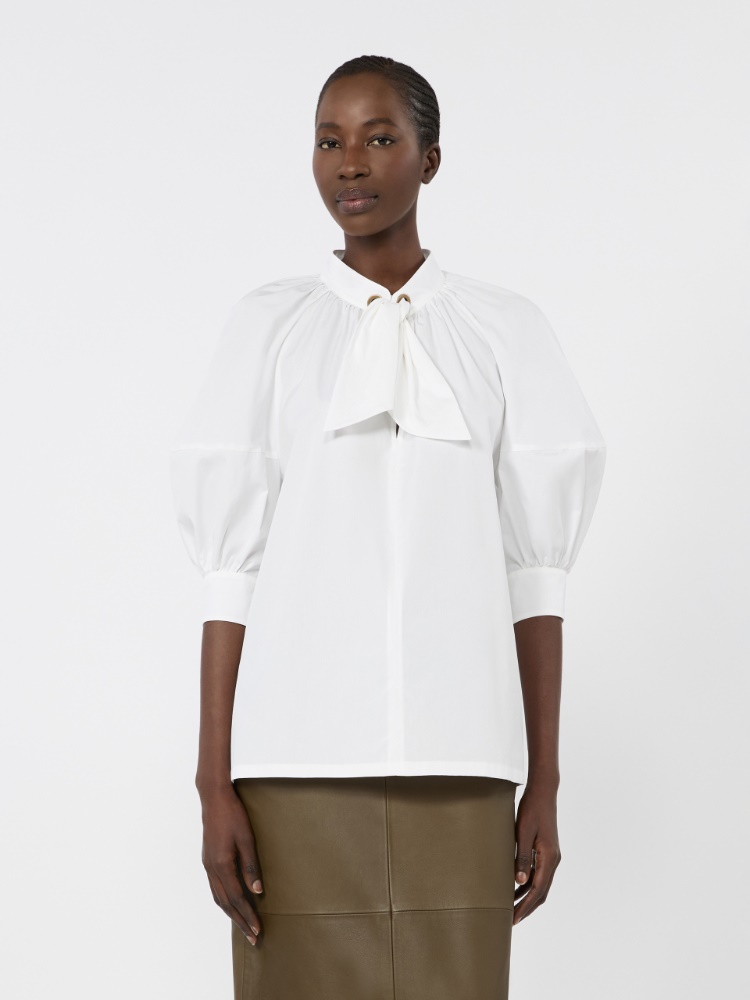Oversized cotton poplin shirt - WHITE - 2