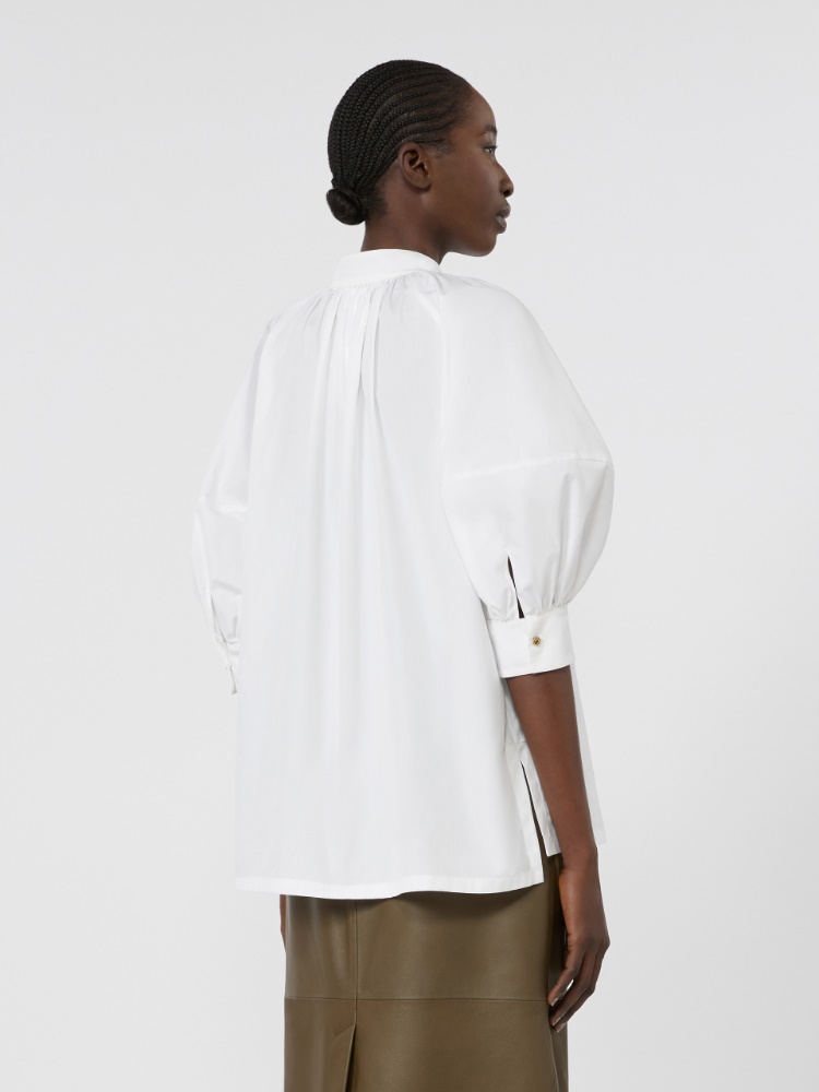 Oversized cotton poplin shirt - WHITE - 3