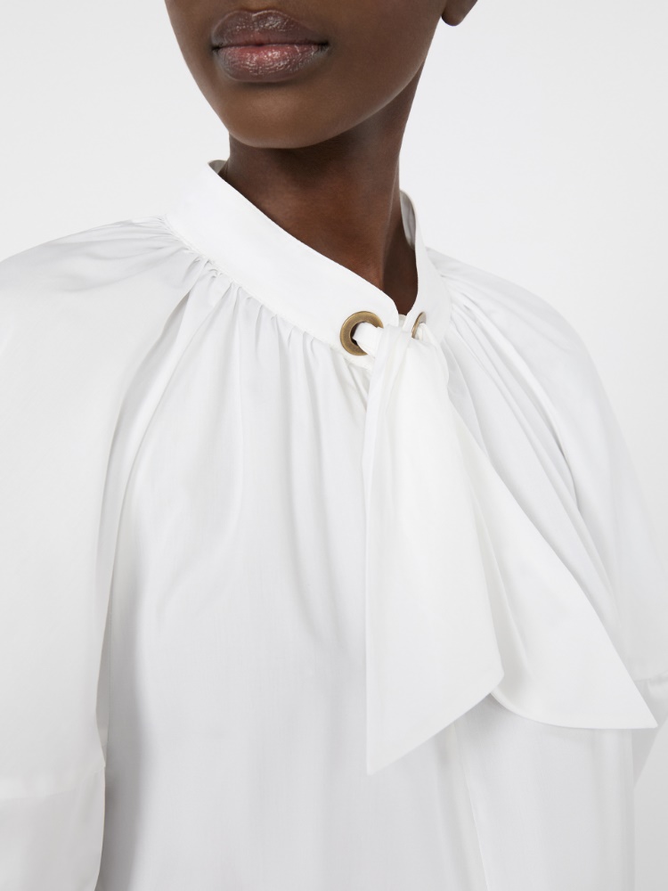 Oversized cotton poplin shirt - WHITE - 4