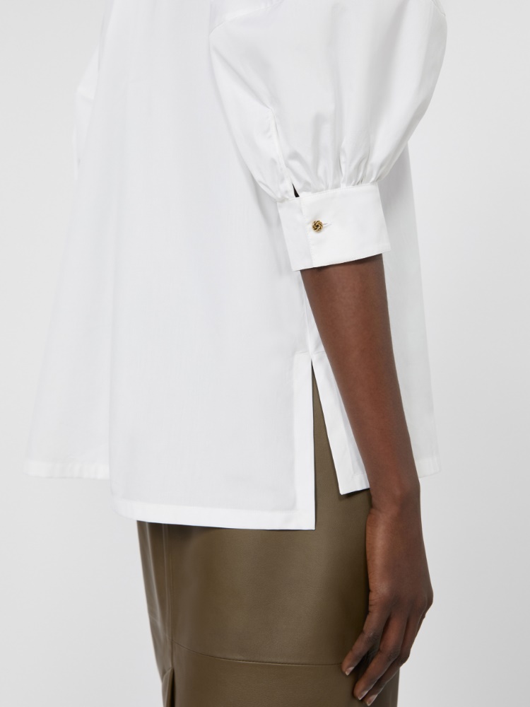 Oversized cotton poplin shirt - WHITE - 5