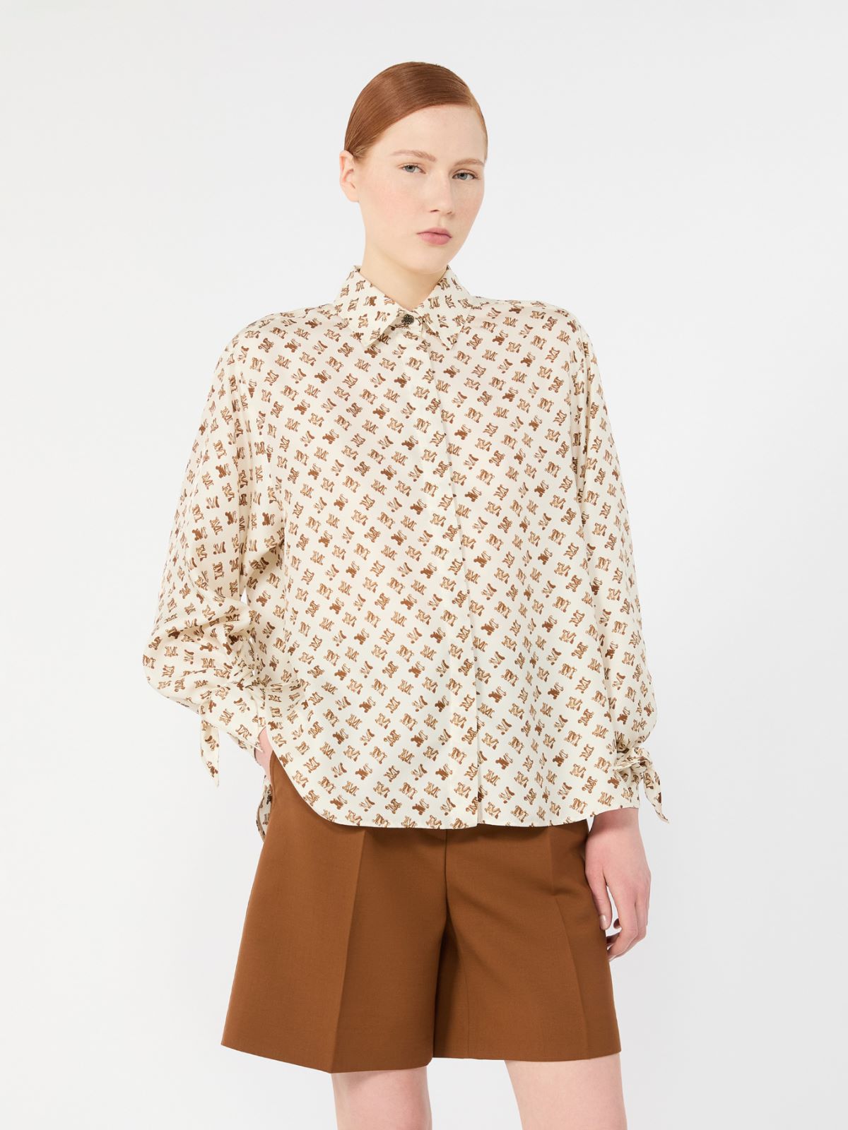 Oversized printed silk shirt - WHITE - Max Mara - 2