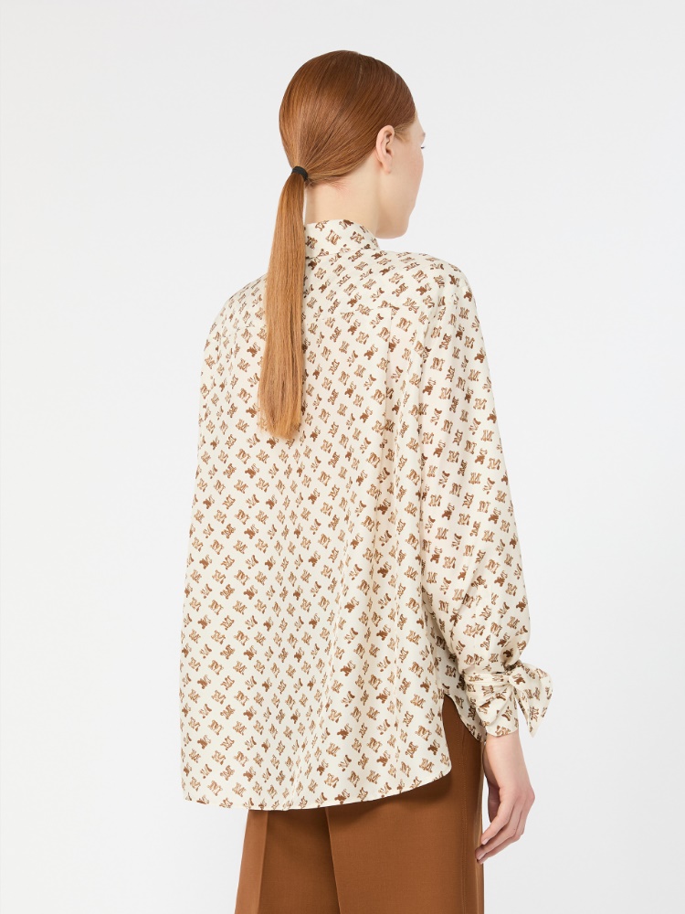 Oversized printed silk shirt - WHITE - Max Mara - 3