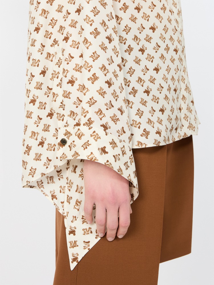 Oversized printed silk shirt - WHITE - Max Mara - 4