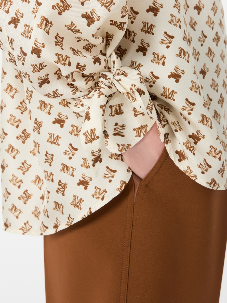 Oversized printed silk shirt - WHITE