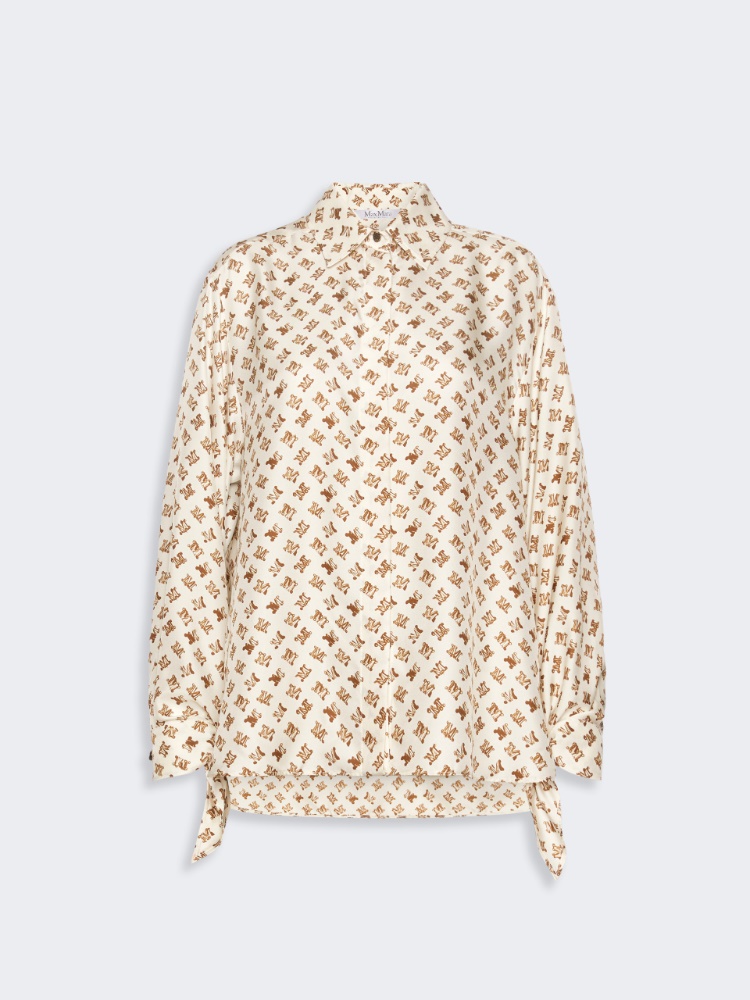 Oversized printed silk shirt - WHITE