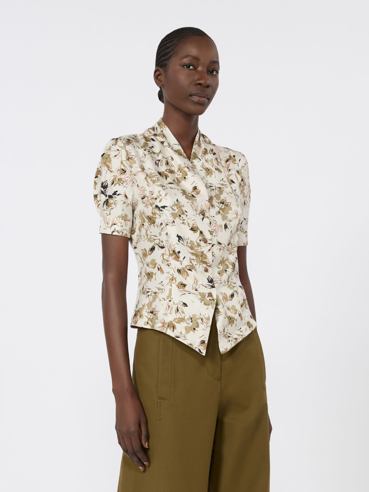 Printed silk twill shirt - WHITE - Max Mara - 2