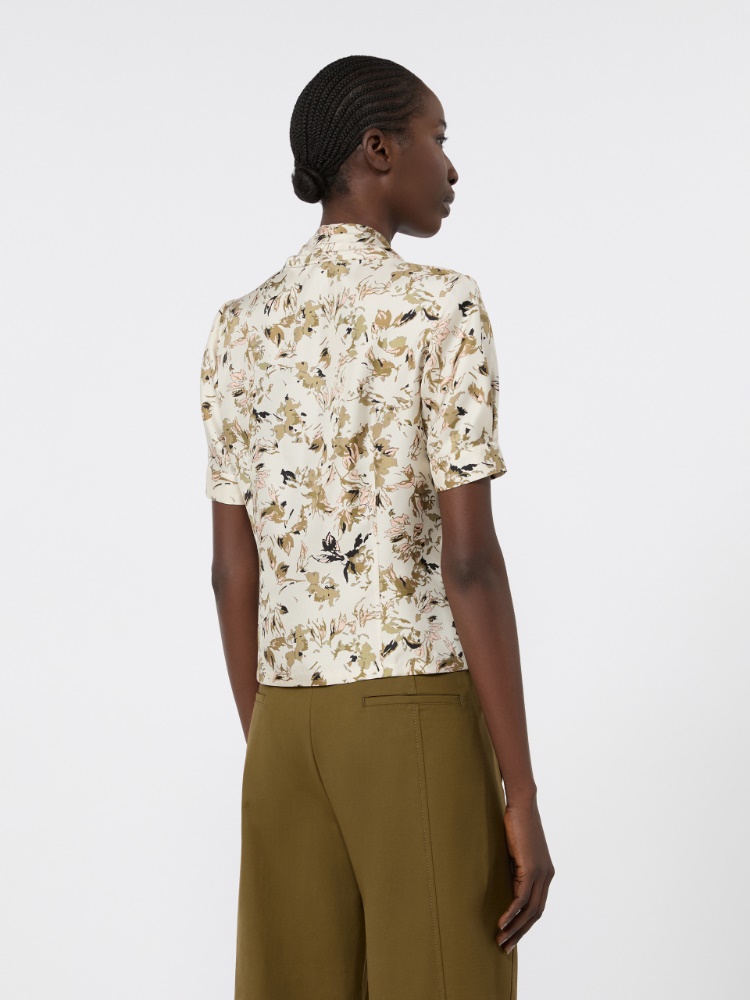 Printed silk twill shirt - WHITE - Max Mara - 3