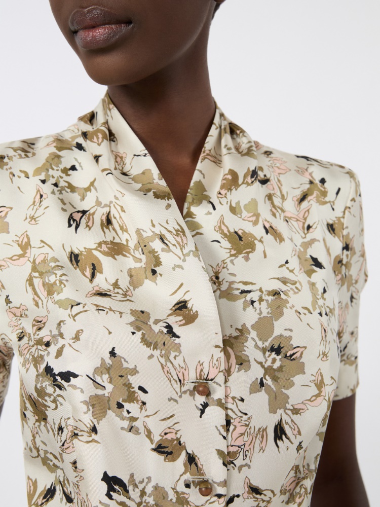 Printed silk twill shirt - WHITE - Max Mara - 4