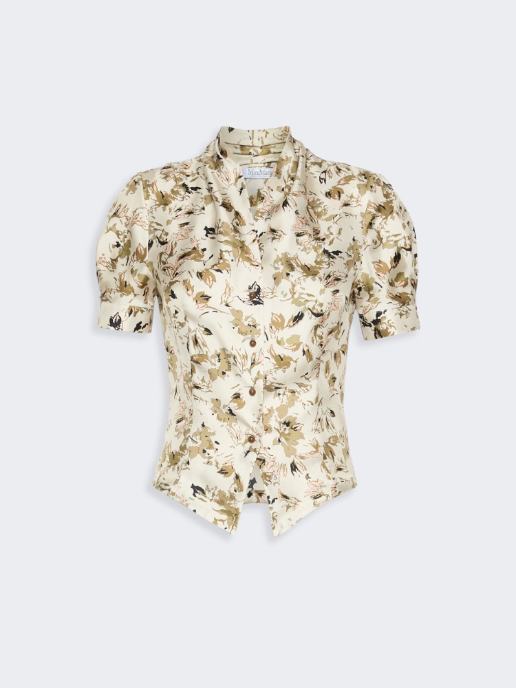 Printed silk twill shirt - WHITE