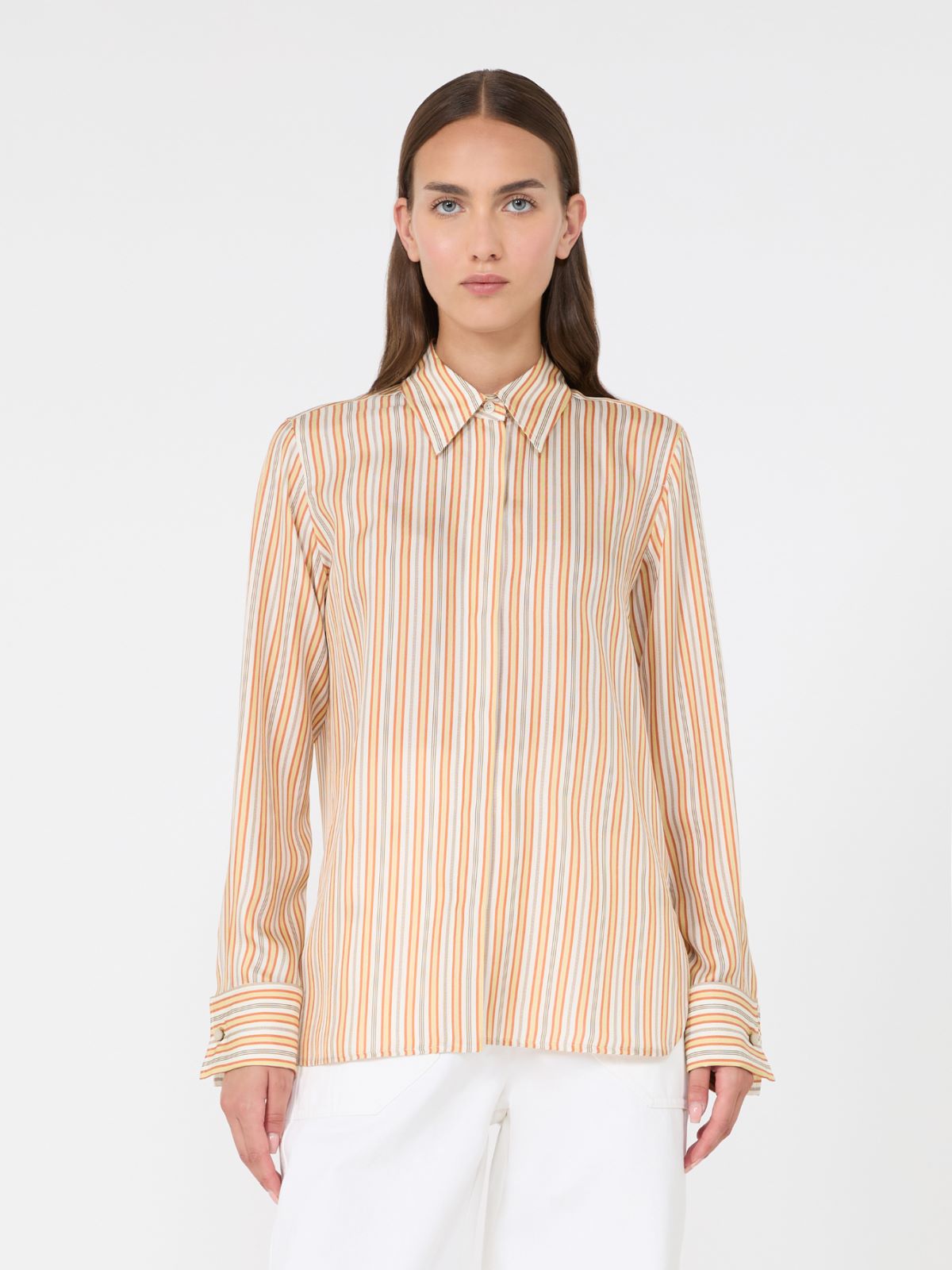 Camisa de seda estampada a rayas - AMARILLO - Max Mara - 2