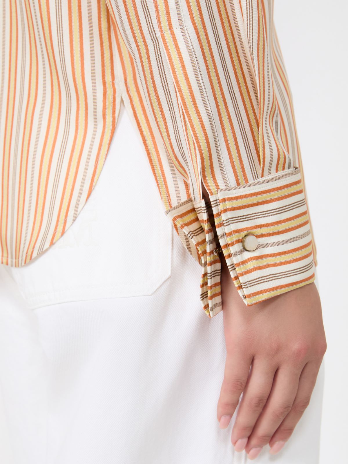 Camisa de seda estampada a rayas - AMARILLO - Max Mara - 4