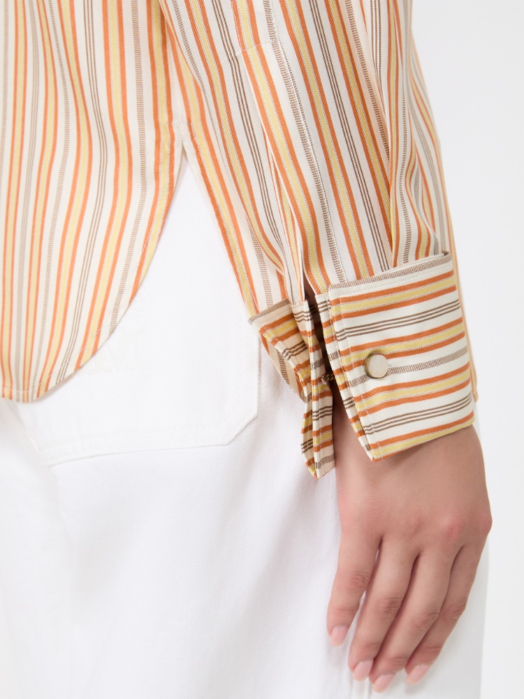 Camisa de seda estampada a rayas - AMARILLO - Max Mara - 4