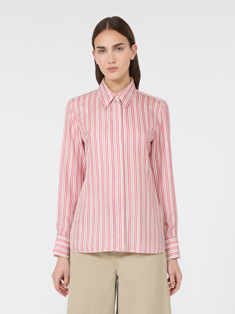 Stripe-print silk shirt - Pink Red - Max Mara - 2
