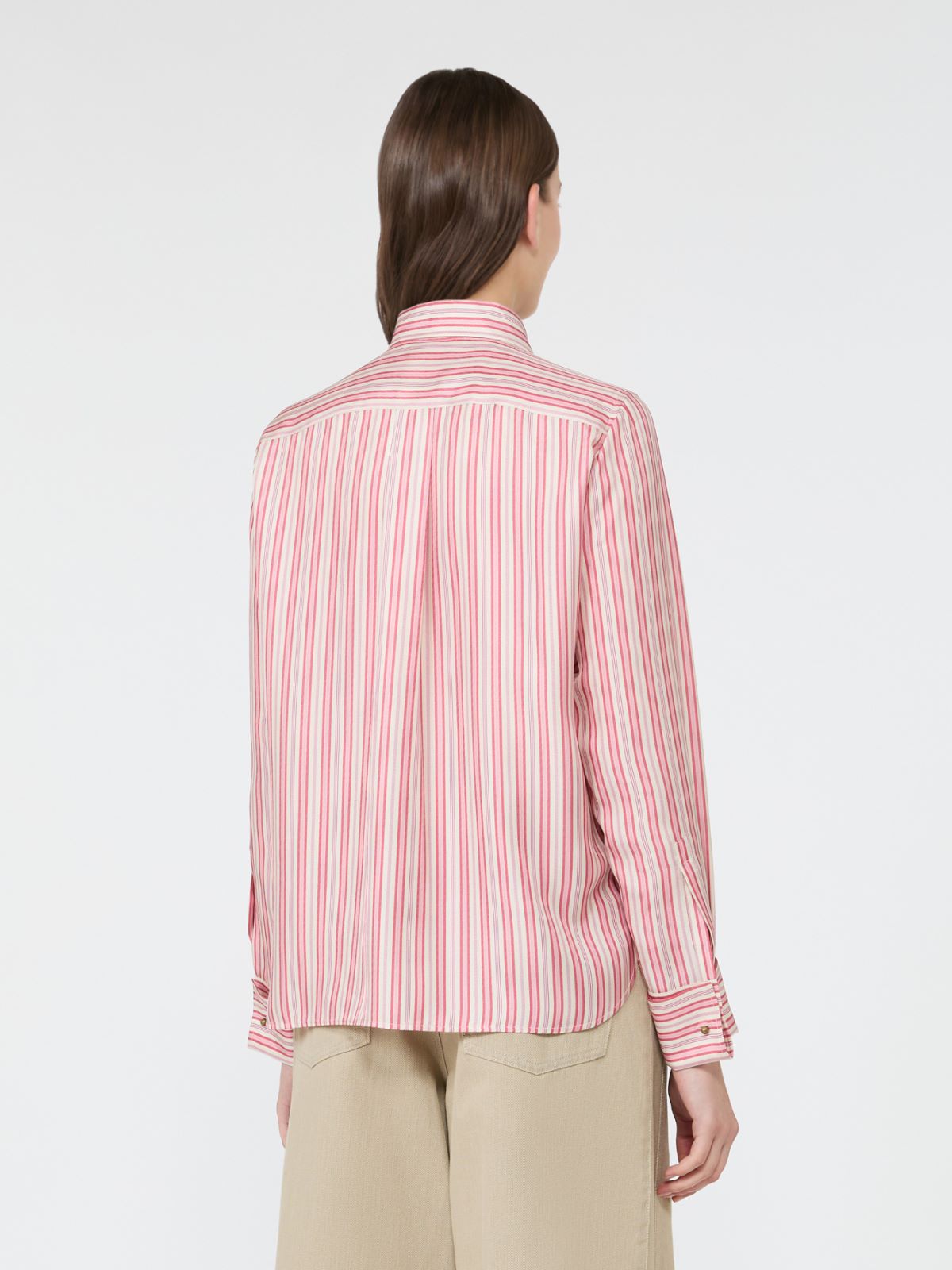 Stripe-print silk shirt - Pink Red - Max Mara - 3