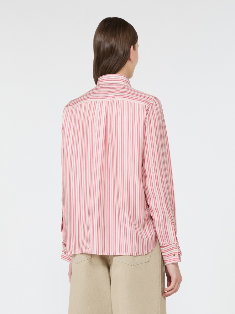 Stripe-print silk shirt - Pink Red - Max Mara - 3