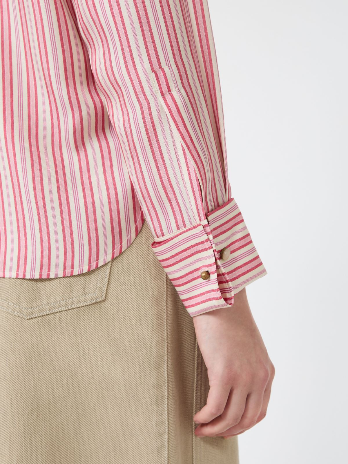 Stripe-print silk shirt - Pink Red - Max Mara - 4