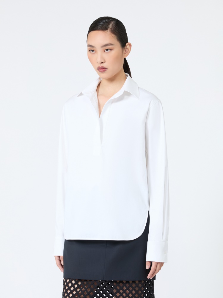 Stretch cotton shirt - OPTICAL WHITE - 2
