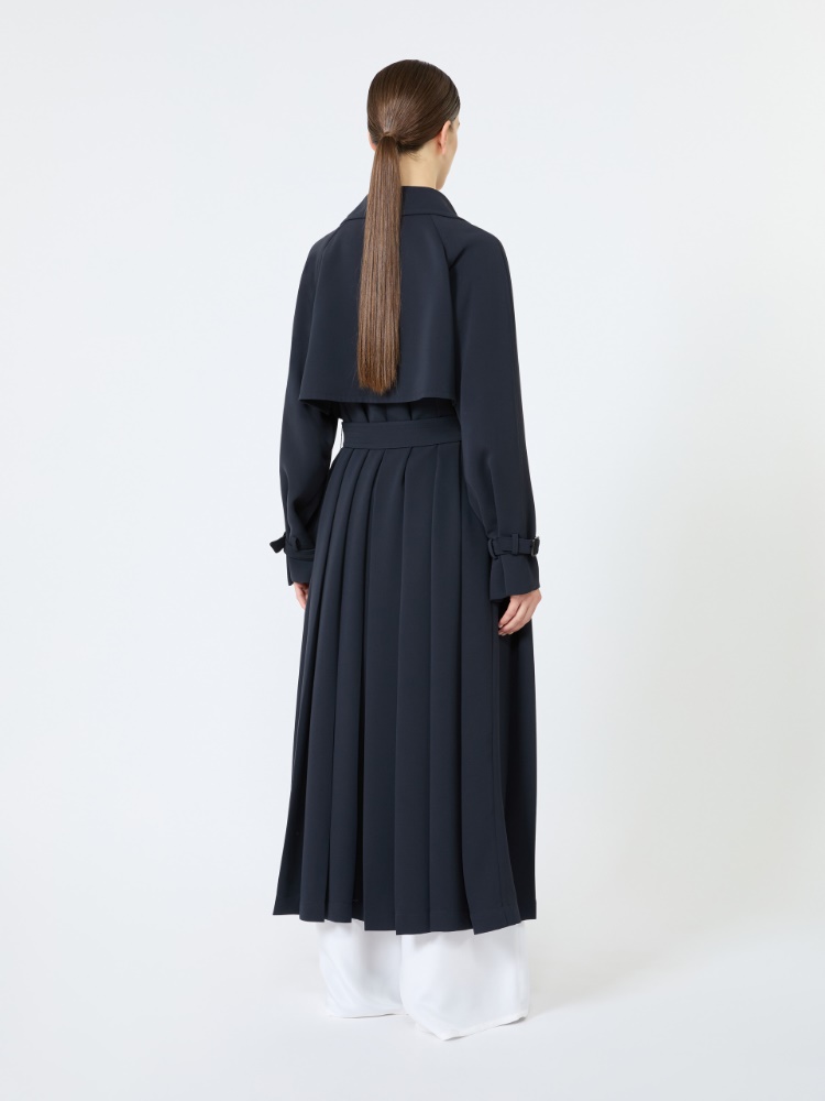 Double-breasted compact cady trench coat - MIDNIGHTBLUE - 3