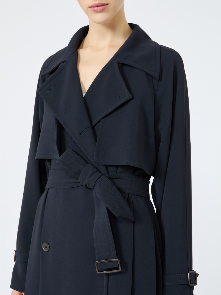 Double-breasted compact cady trench coat - MIDNIGHTBLUE - 4