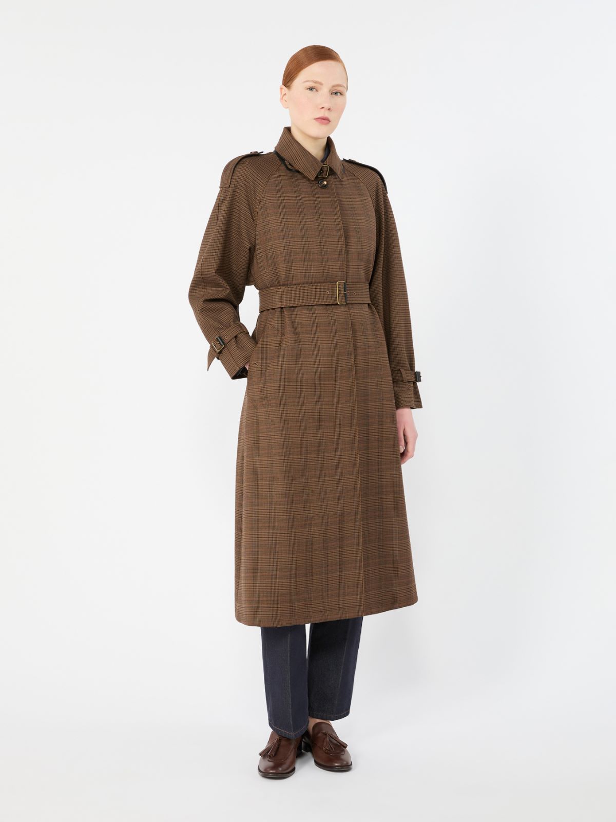 Glen plaid wool twill trench coat - TABACK - Max Mara - 2