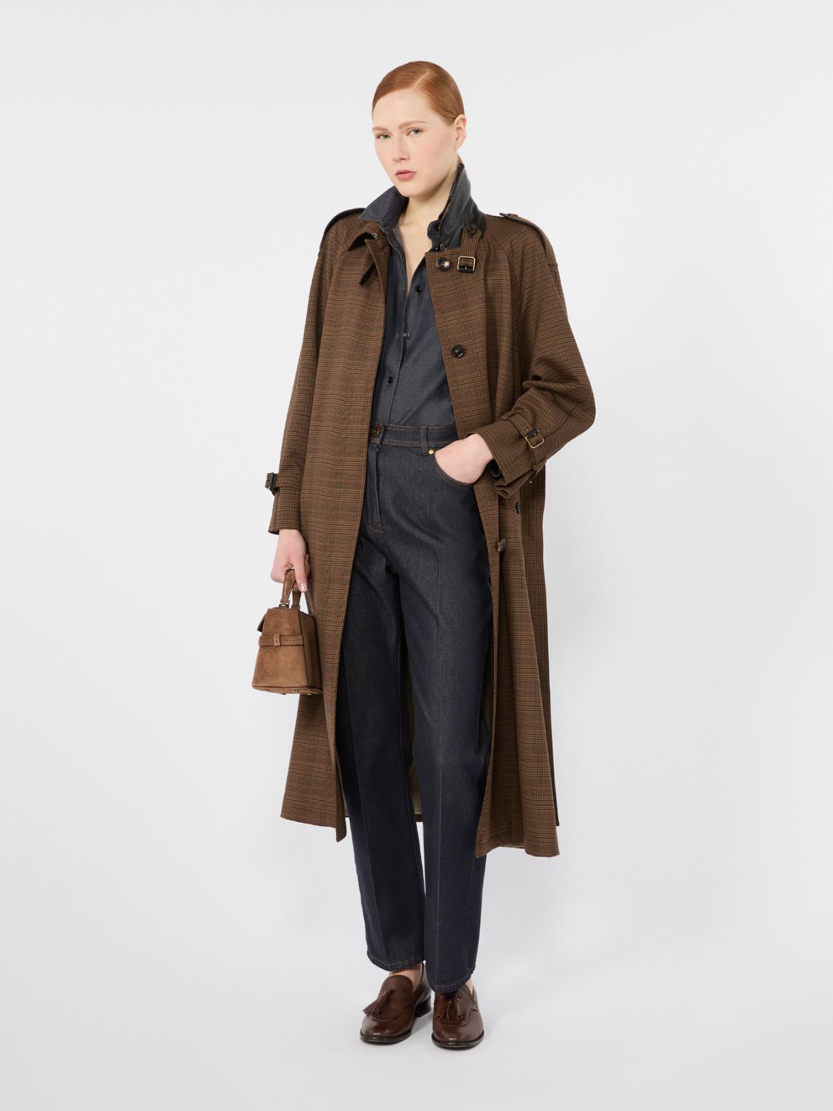 Glen plaid wool twill trench coat - TABACK - Max Mara