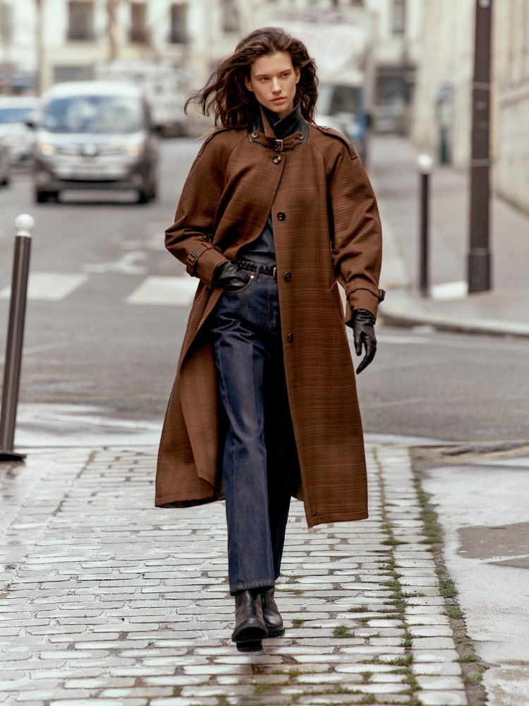 Glen plaid wool twill trench coat + TABACK - Max Mara