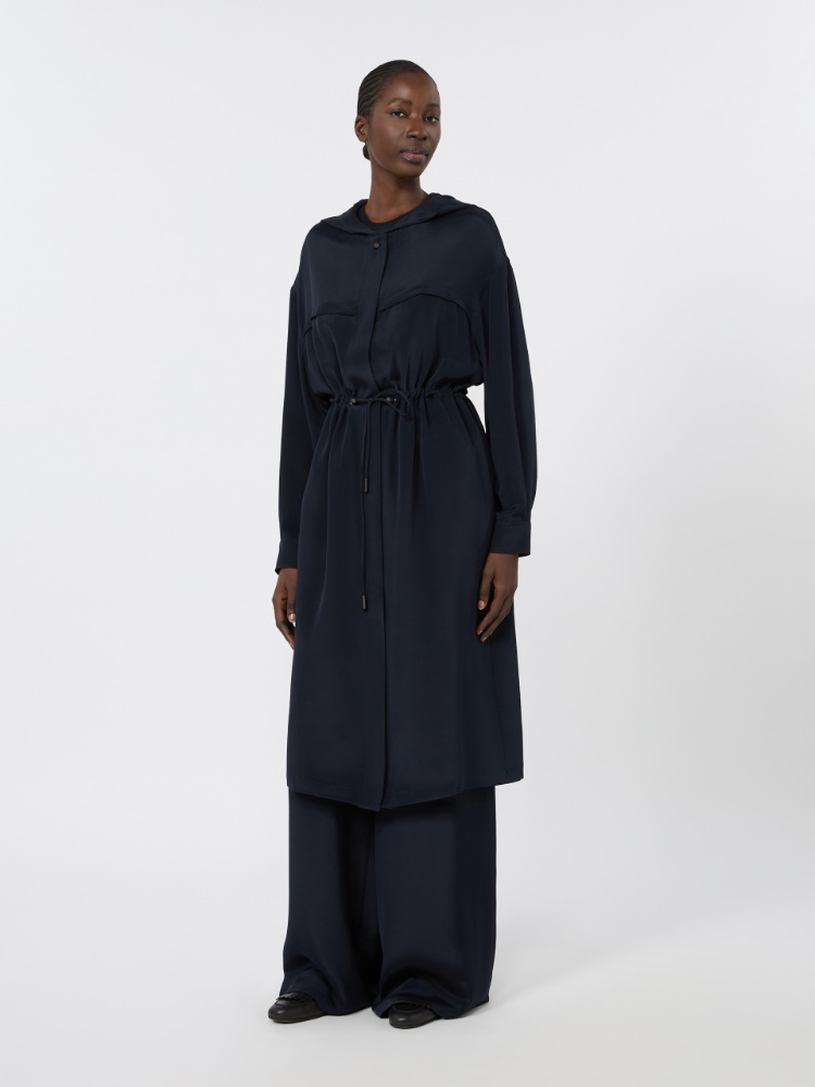 Silk crepe de chine overcoat - ULTRAMARINE - 2