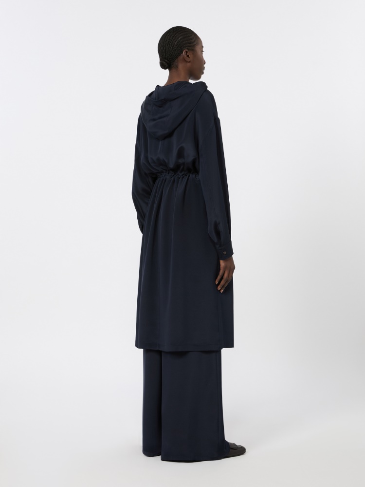 Silk crepe de chine overcoat - ULTRAMARINE - 3