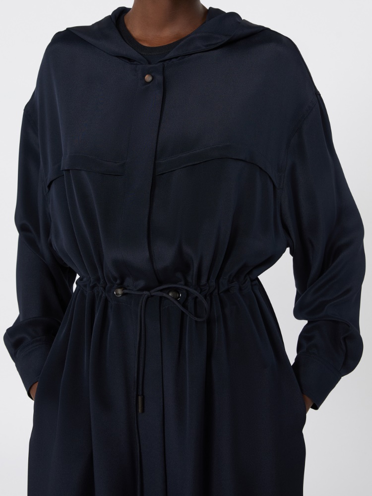 Silk crepe de chine overcoat - ULTRAMARINE - 4