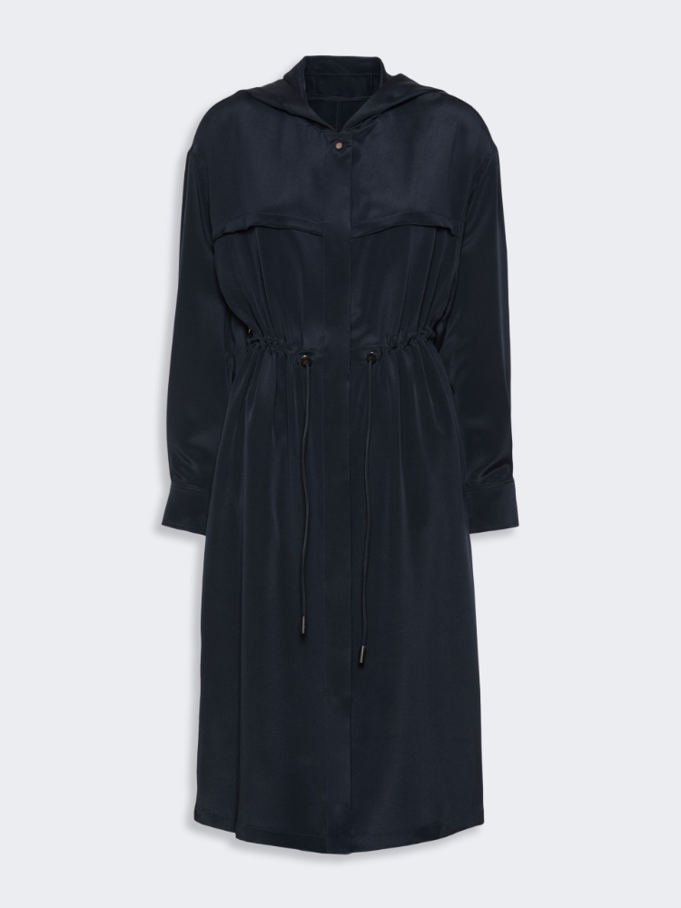 Silk crepe de chine overcoat - ULTRAMARINE