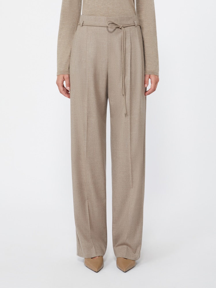 Slim cashmere foule trousers - SAND - Max Mara - 2