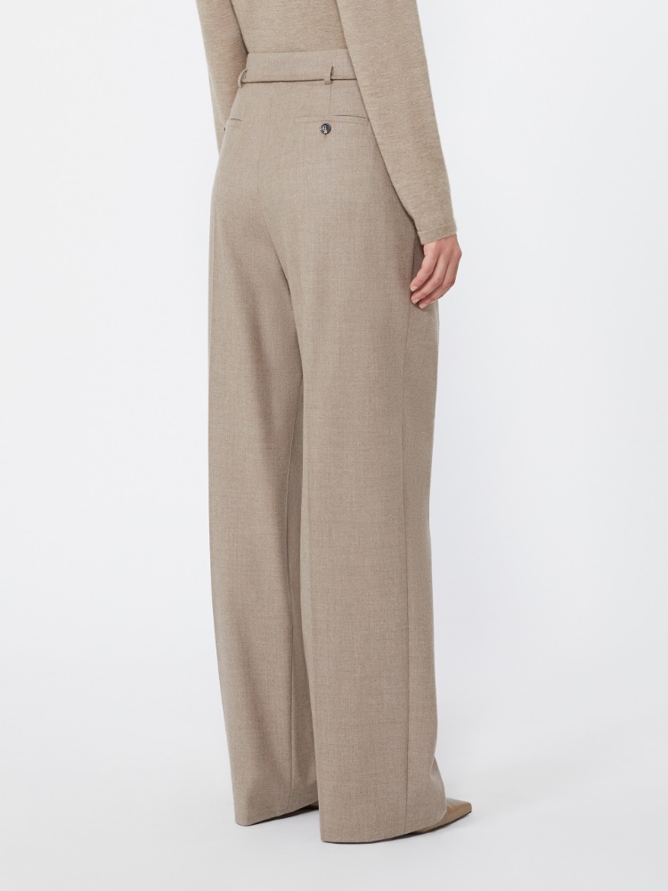 Slim cashmere foule trousers - SAND - Max Mara - 3