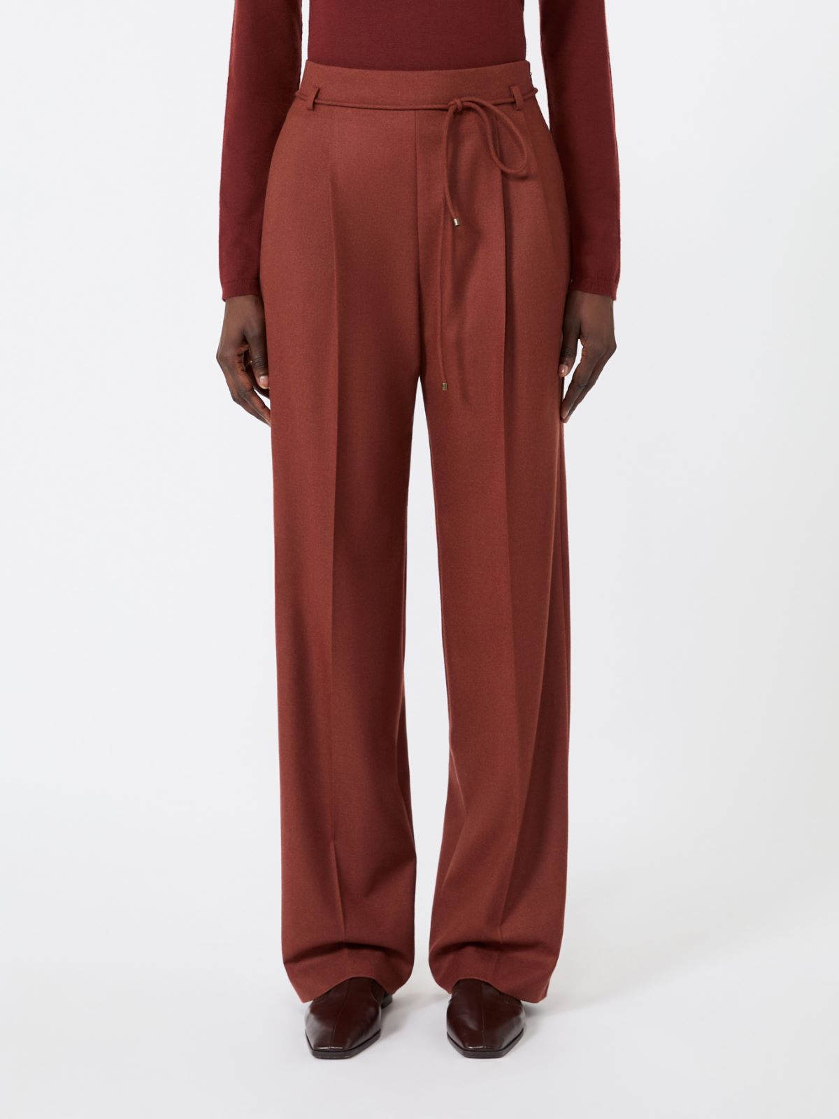 Slim cashmere foule trousers - BRICK RED - Max Mara - 2