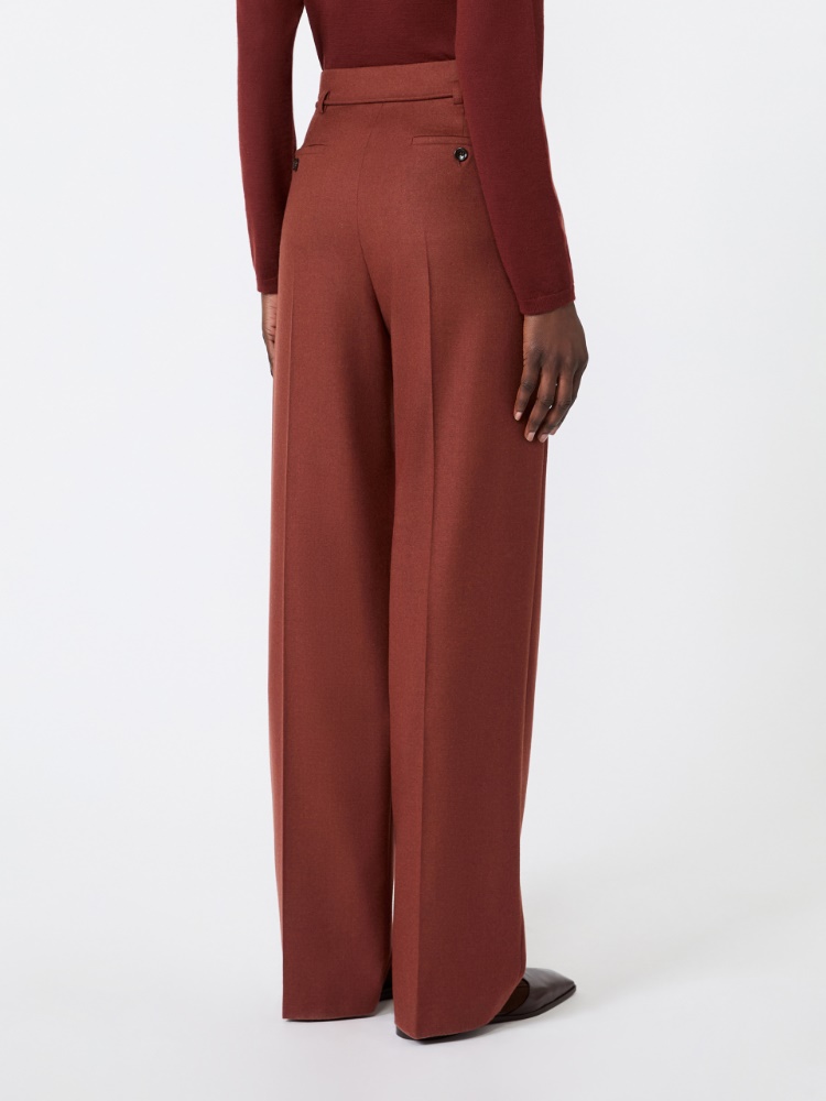 Slim cashmere foule trousers - BRICK RED - Max Mara - 3