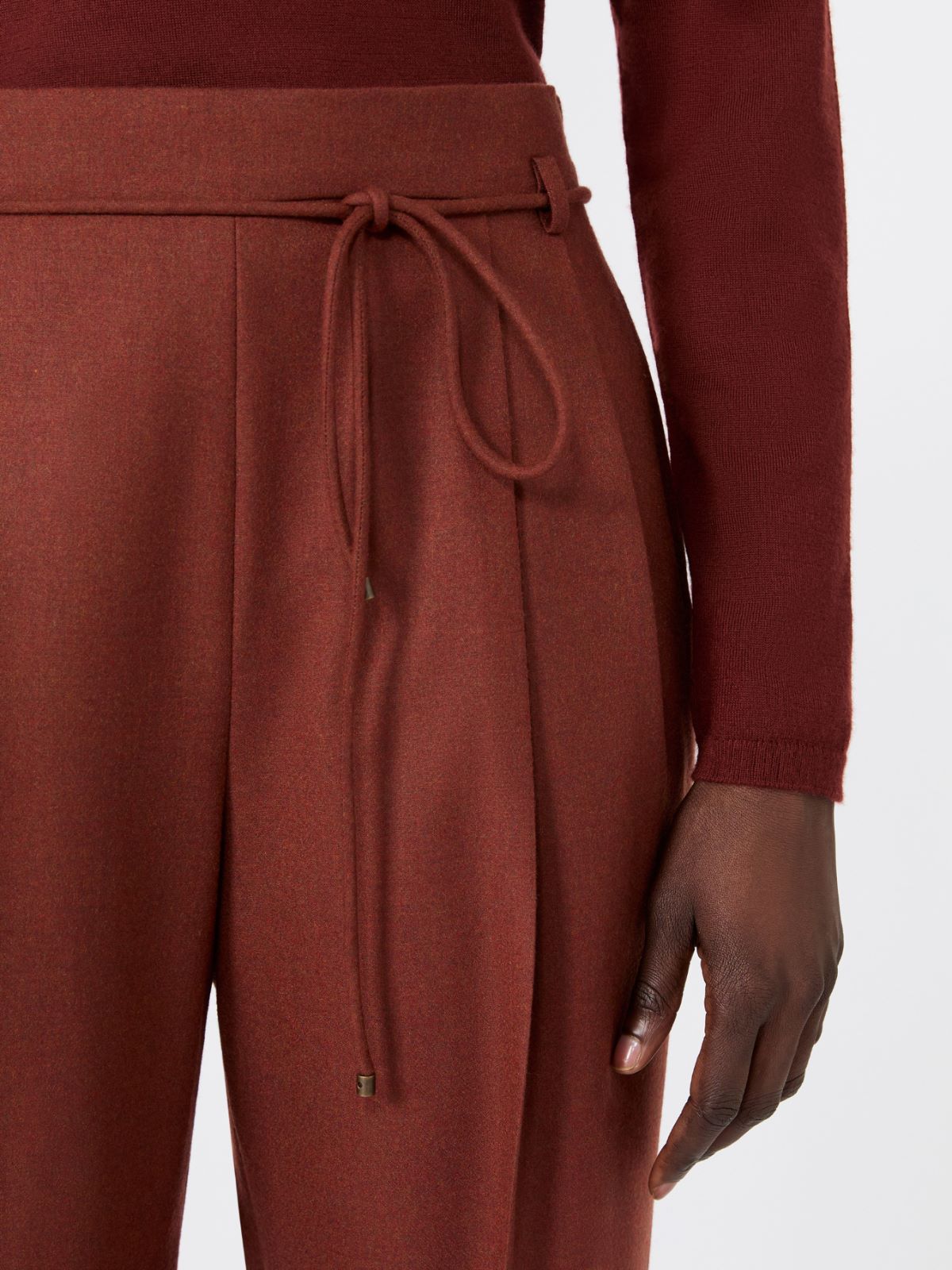Slim cashmere foule trousers - BRICK RED - Max Mara - 4