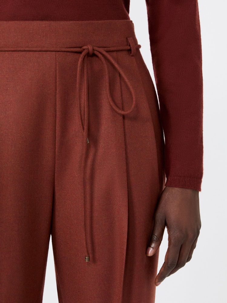 Slim cashmere foule trousers - BRICK RED - Max Mara - 4